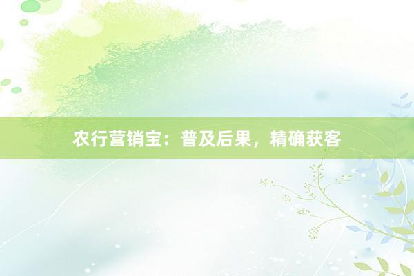 农行营销宝：普及后果，精确获客